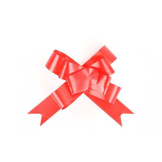 Red Pull Bows – 20 Pack 6cm Easy to Assemble Decorative Gift Wrap Bows Presents Hampers Party Decorations