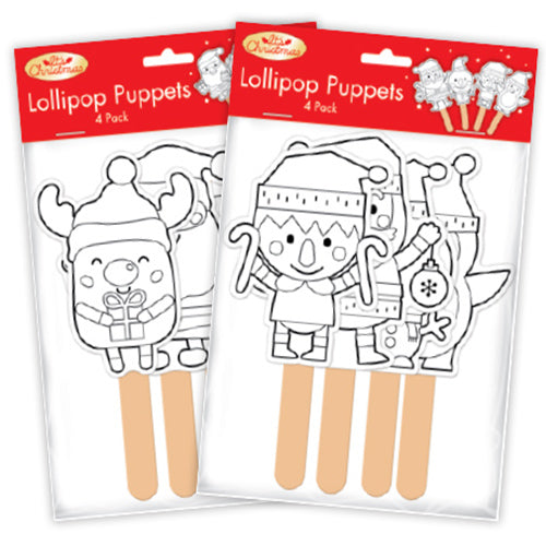 Christmas Lollipop Puppets - 4 Pack