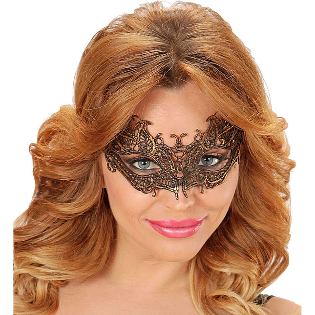 Adult Metallic Lace Mask - Gold