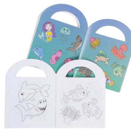 Sealife Sticker & Colouring Books With Handles - 6 Pack