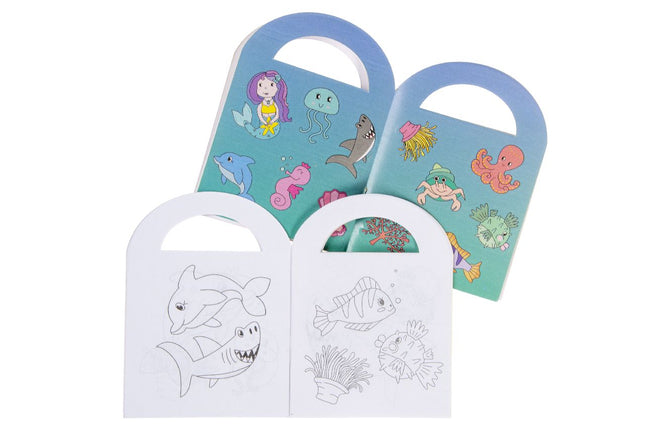 Sealife Sticker & Colouring Books With Handles - 6 Pack
