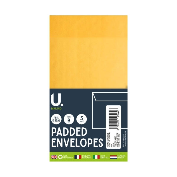 5 Size B Padded Envelopes