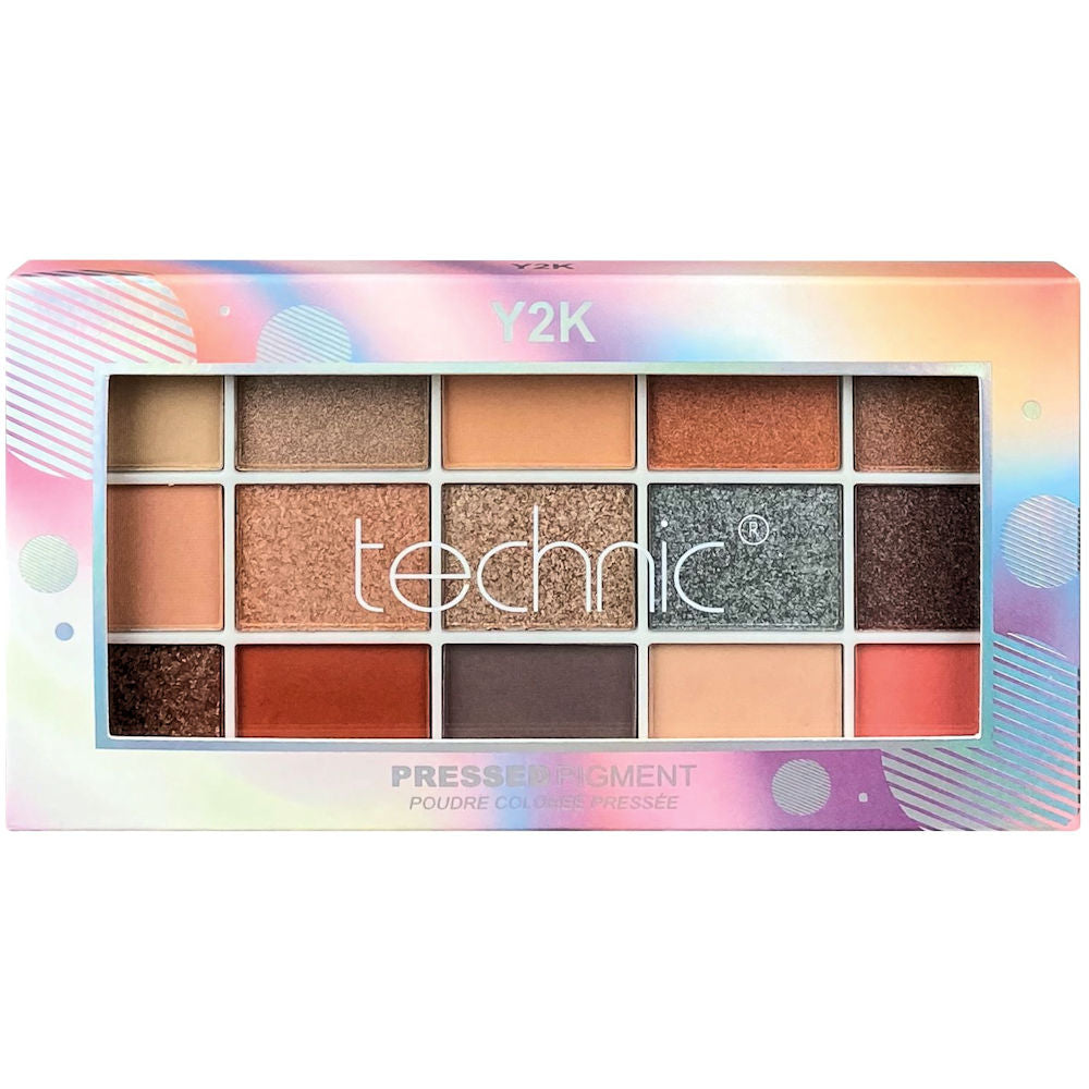Technic Cosmetics 15 Colour Pressed Pigment Eyeshadow Palette - Y2K