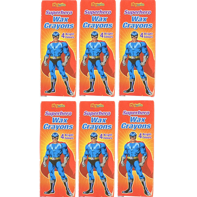 Superhero Wax Crayon - 6 Packs
