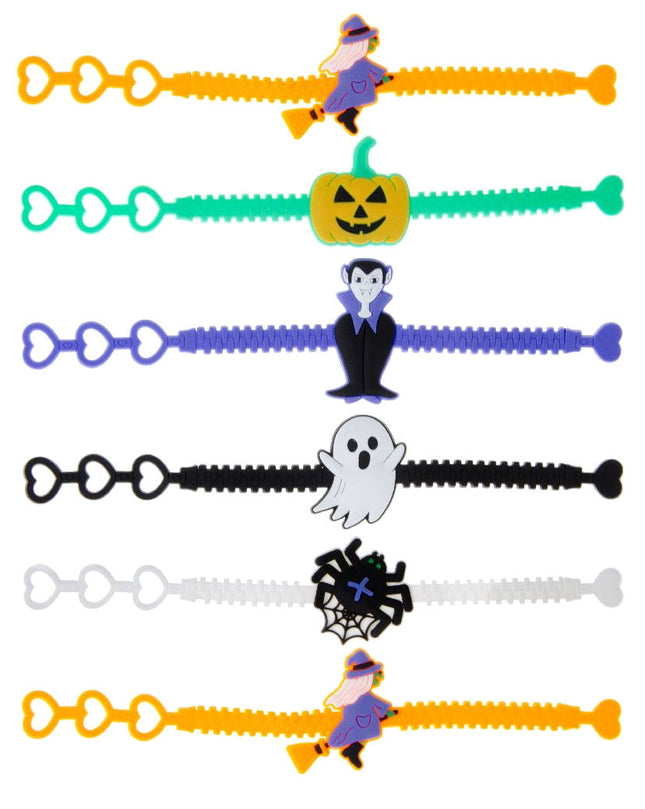 Adjustable Halloween Rubber Bracelets - 6 Pack