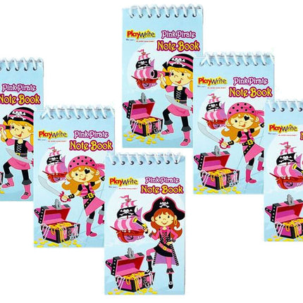 Mini Pink Pirate Spiral Notebooks - 6 Pack