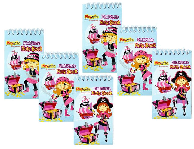 Mini Pink Pirate Spiral Notebooks - 6 Pack