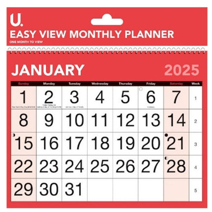 Easy View Monthly Planner Calendar 2025-2026 - Assorted
