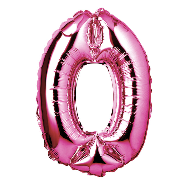 Large Pink Foil "Number 0" Balloon – 34 Inch