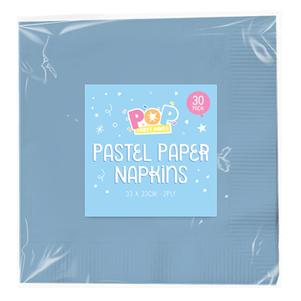 Blue Pastel Paper Napkins 2ply - 30 Pack