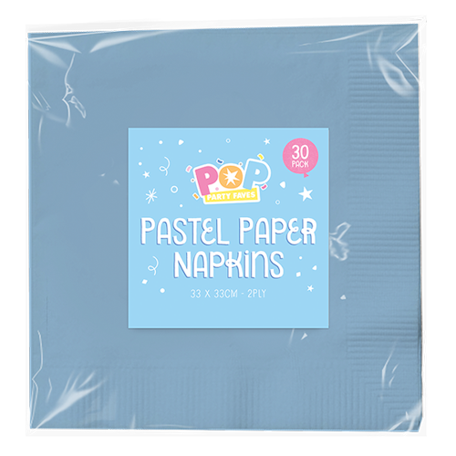 Blue Pastel Paper Napkins 2ply - 30 Pack