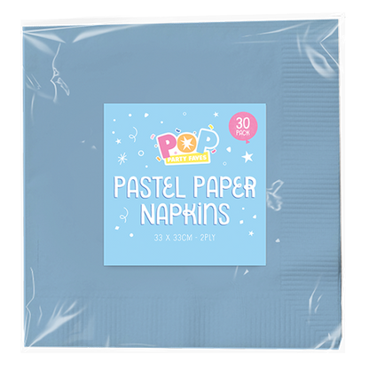 Blue Pastel Paper Napkins 2ply - 30 Pack