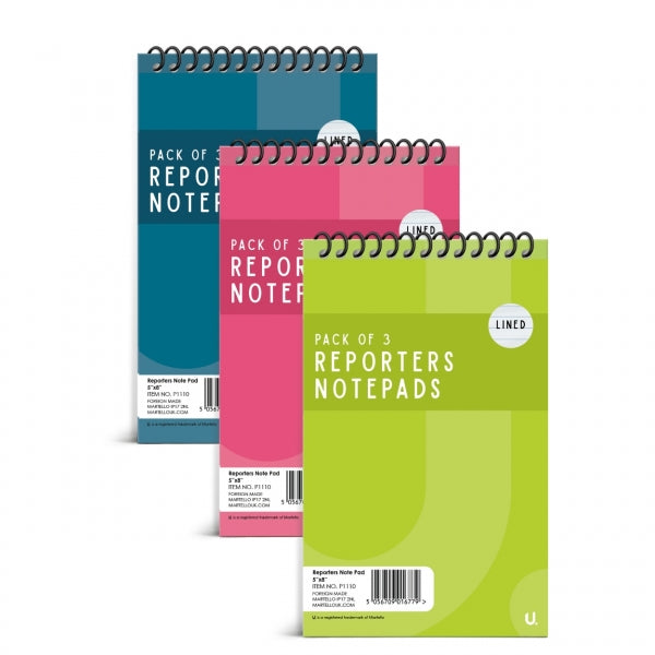 3 Reporters 5" x 8" Colour Notepads