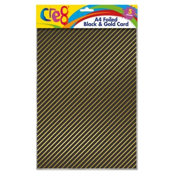 5 Black & Gold Foiled A4 Card Sheets