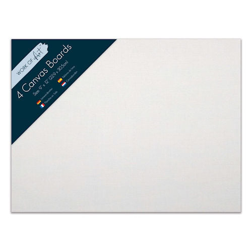 Canvas Boards 9" x 12" - 4 Pack Artist Painting Panels Craft Supplies