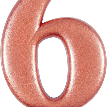 Metallic Rose Gold Candle - Number 6