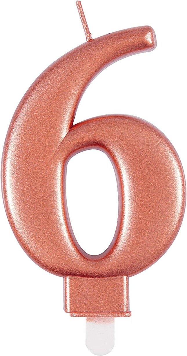 Metallic Rose Gold Candle - Number 6