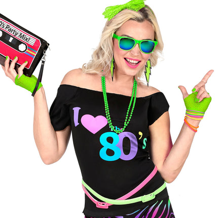 Fingerless Fishnet Gloves - Neon Green