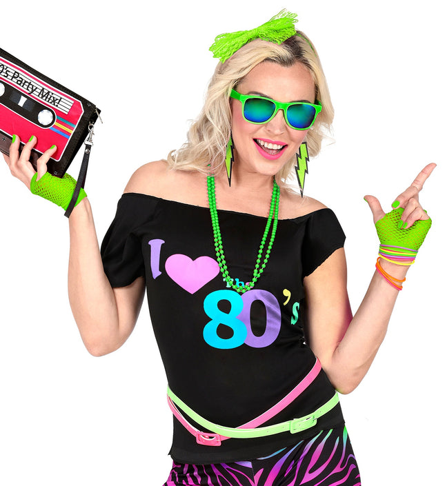 Fingerless Fishnet Gloves - Neon Green