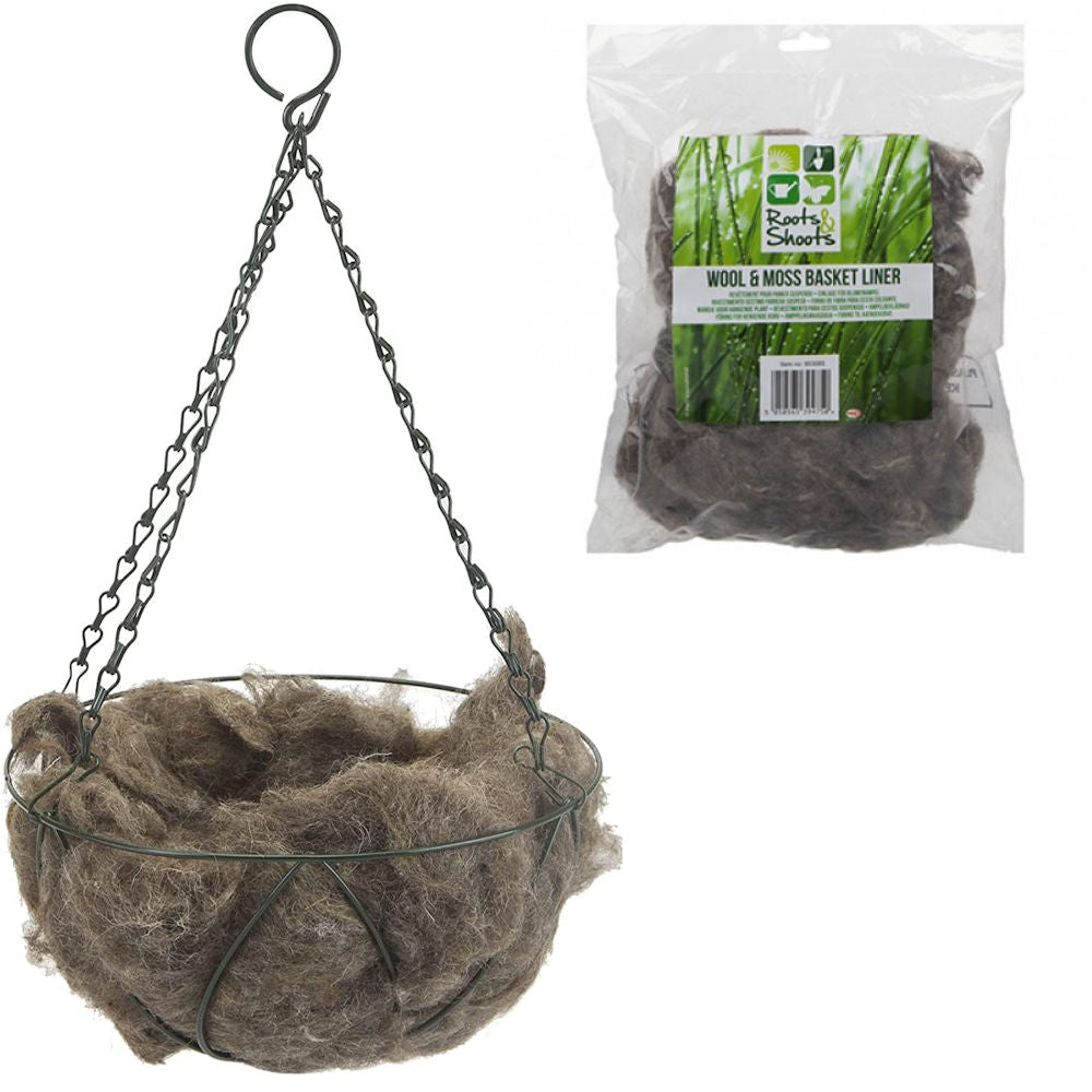 Wool & Moss Basket Liner - 150g Natural Plant Pot Lining Planting Gardening