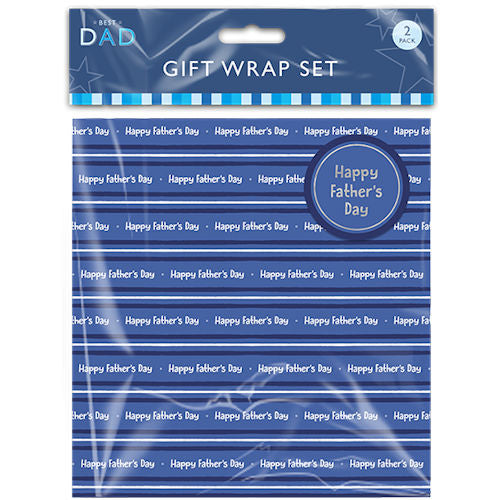 Father's Day Gift Wrap Pack With Tags - 2 Pack