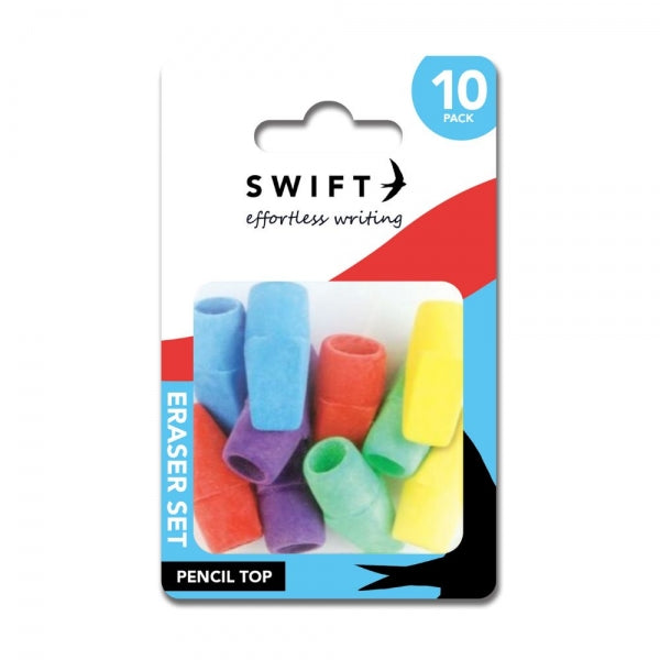 10 Neon Pencil Top Erasers