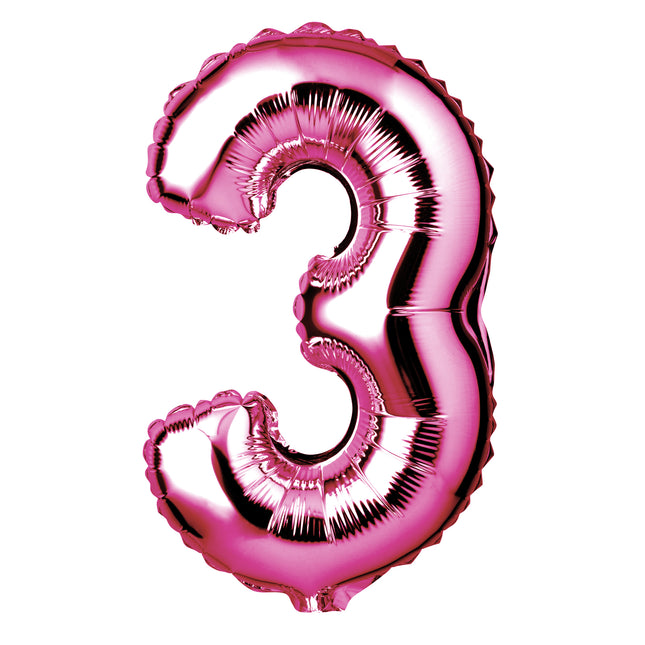 Large Pink Foil "Number 3" Balloon – 34 Inch