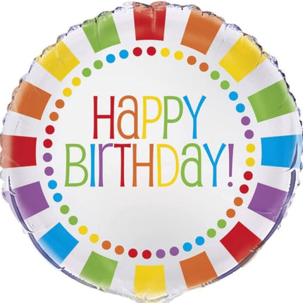 Happy Birthday Rainbow 18" Round Foil Balloon