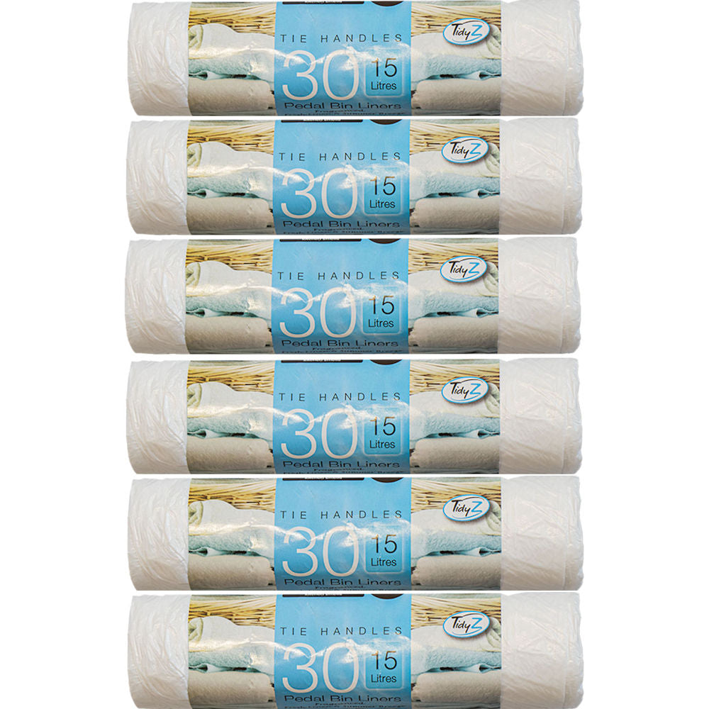 Pedal Bin Liners Scented 30 Pack 15L - Fresh Linen Summer Breeze 6 Pack