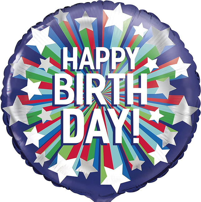 Happy Birthday Shooting Star 18" Round Foil Balloon