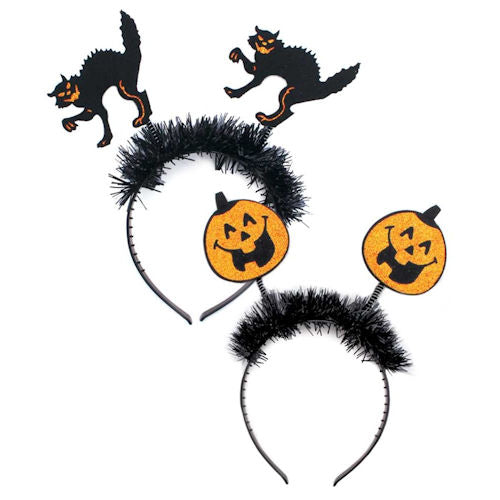 Halloween Tinsel Headband - Assorted Spooky Festive Holiday Accessory Fun Party Wear Decorations