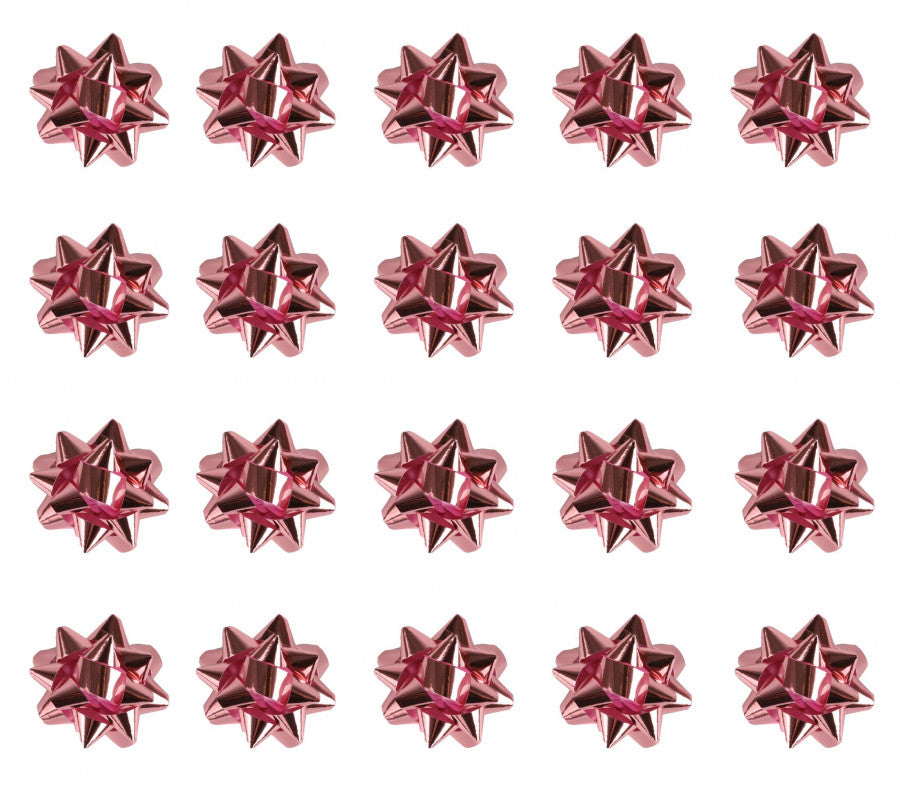 20 Medium Rose Gold Foil Bows (Pack) – Shiny Gift Wrap Accessories Self-Adhesive Presents Party