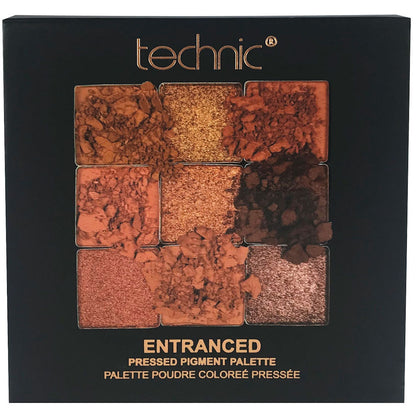 Technic Cosmetics 9 Colour Pressed Pigment Eyeshadow Palette Entranced - Makeup Beauty Glamour Vibrant Shades Palette