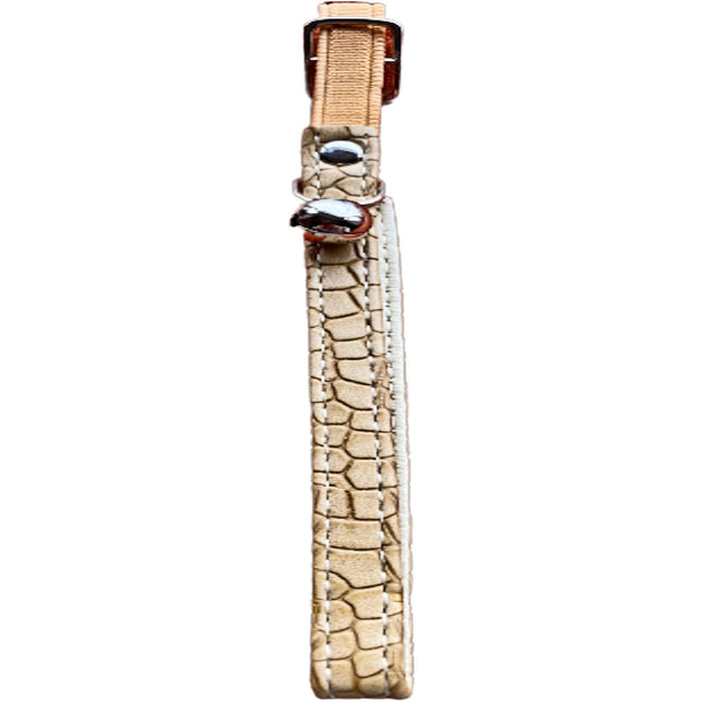 Elastic Cat Collar Leather Look - Beige