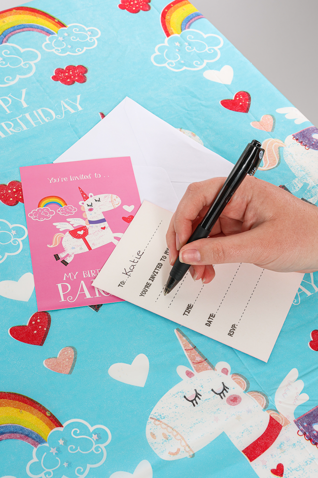 Unicorn Party Invites & Envelopes - 16 Pack