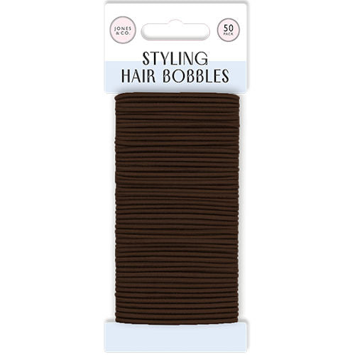 Brown Hair Bobbles 50 Pack - Elastic Ponytail Holders Hair Accessories Bulk Set