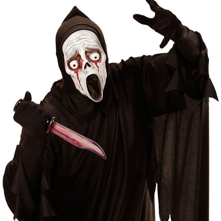 Adult Halloween Bleeding Eyes Screaming Ghost Hooded Mask
