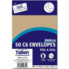 50 Manila C6 Peal & Seal Envelopes