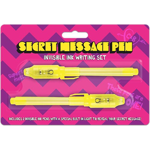 Secret Message Pen Set - Write Invisible Messages UV Light Reveal Fun Kids