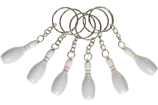 6 Bowling Pin Keychains