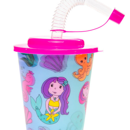 Mermaid Reusable Plastic 3D Cup & Straw - Single