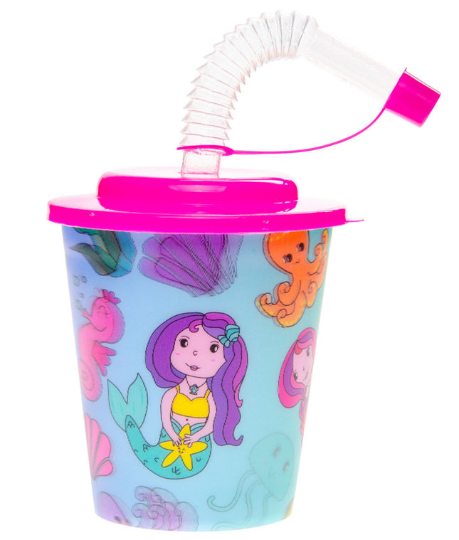 Mermaid Reusable Plastic 3D Cup & Straw - Single