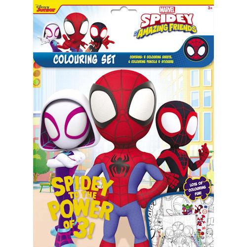 Spidey & Friends Colouring Set - Colouring Sheets Colouring Pencils Stickers Spider-Man