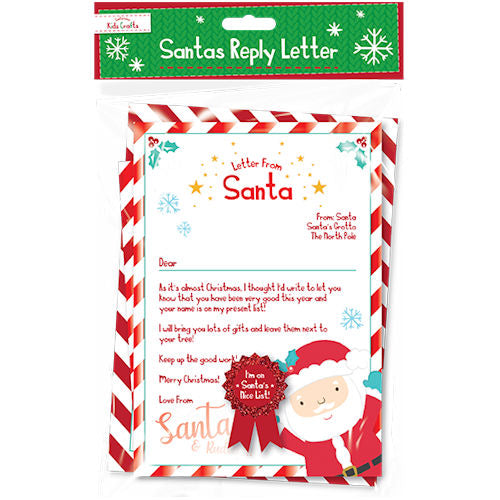 Santa's Reply Letter Set - Festive Holiday Christmas Wish List Envelope Writing Paper Naughty Nice List