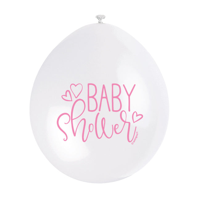 Pink Baby Shower 9" Latex Balloons - 10 Pack