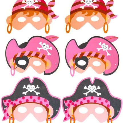 Foam Pink Pirate Masks - 6 Pack