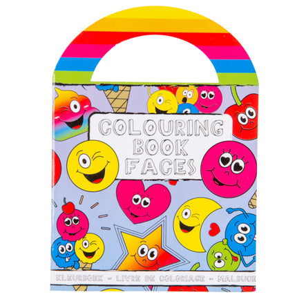 Emoji Face Sticker & Colouring Books With Handles - 6 Pack