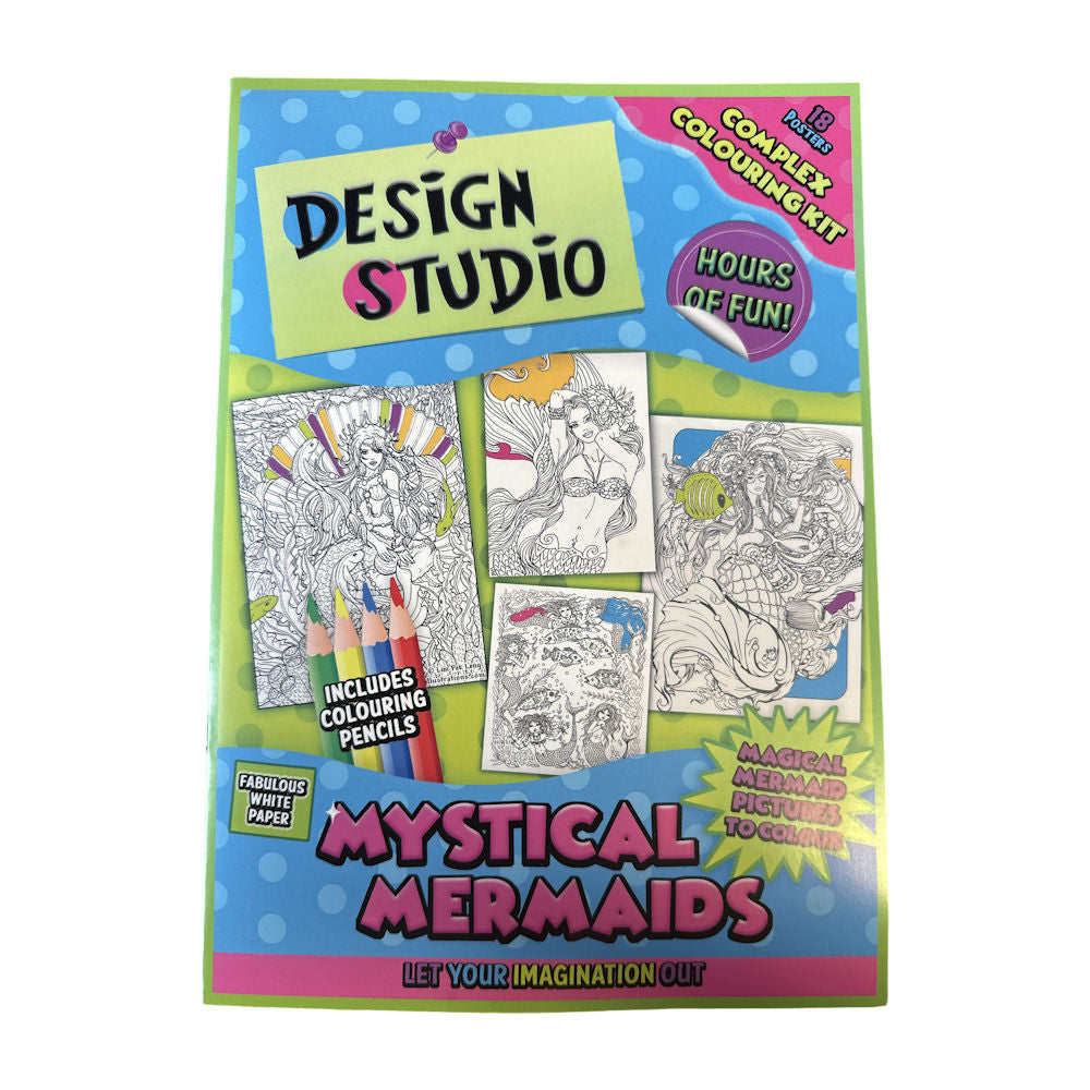 Design Studio Complex Colouring Kit - Mystical Mermaids - Detailed Designs with Pencils and Accessories for Magical Creative Fun