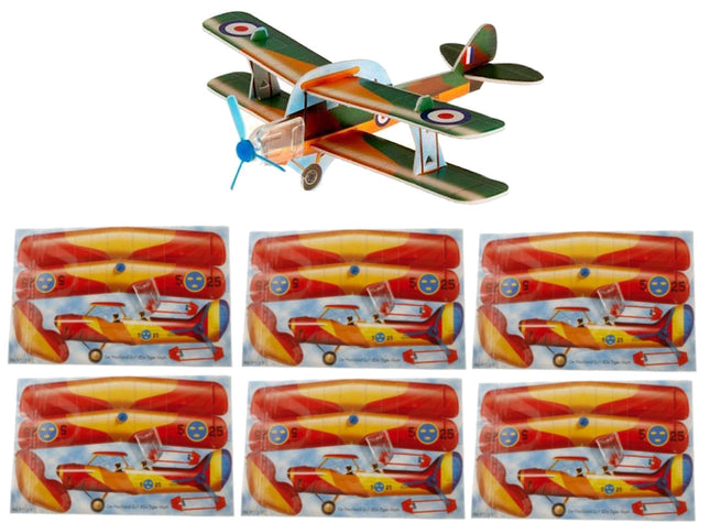 Biplane Twin Wing Plane Gliders - 6 Pack