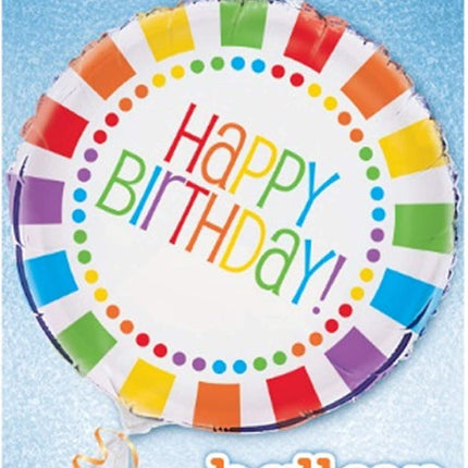 Happy Birthday Rainbow 18" Round Foil Balloon